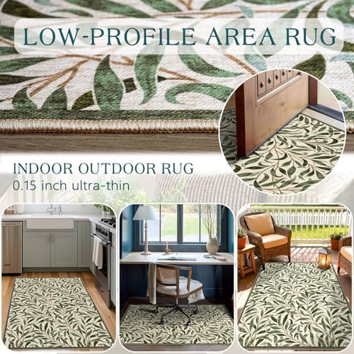 3x5 Leaf Entry Rug - Washable Indoor Outdoor Mats for Front Door