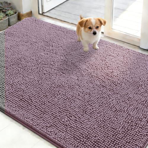 OLANLY Dog Door Mat for Muddy Paws 48x30, Super Absorbent Chenille Mud Mat