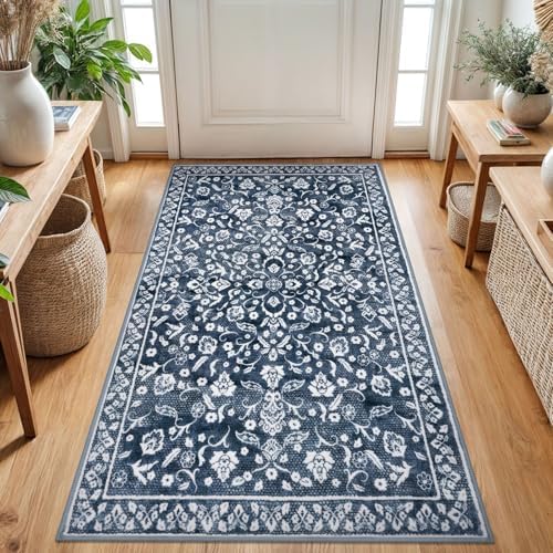 Vintage Washable Rugs for Entryway 3x5 Area Rug Non Slip Door Mat