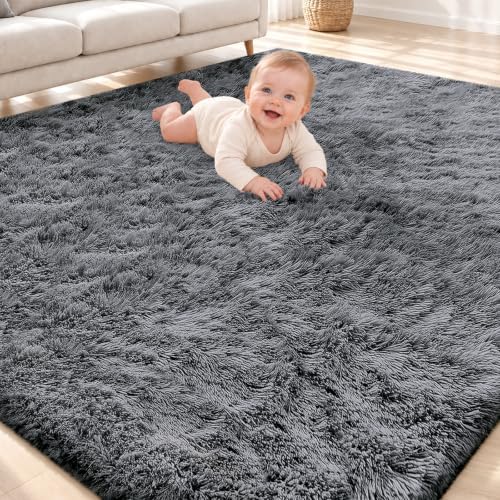 Smiry Area Rugs for Living Room Bedroom 4x5.9 ft, Fluffy Washable Carpet