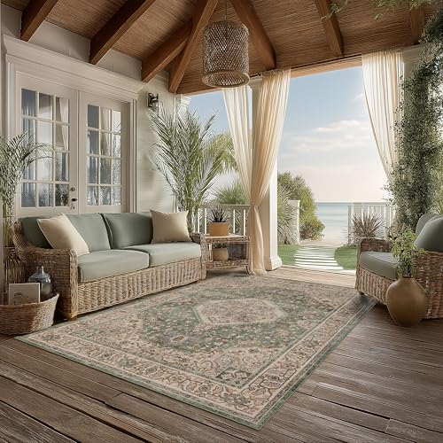 Ruaruarug Washable Area Rug 4×6 for Living Room, Ultra Soft, Celadon