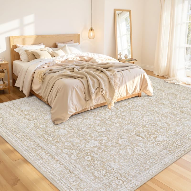 10x14 Area Rugs Living Room: Bedroom Washable Carpet Natural Beige