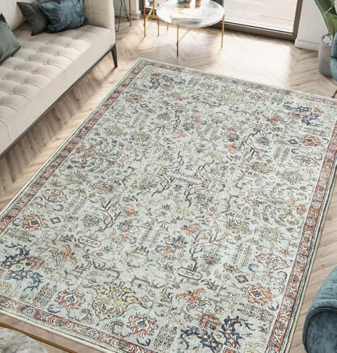 Keen Home Design Vintage Washable Area Rug, Non-Slip Low Pile, 5x7