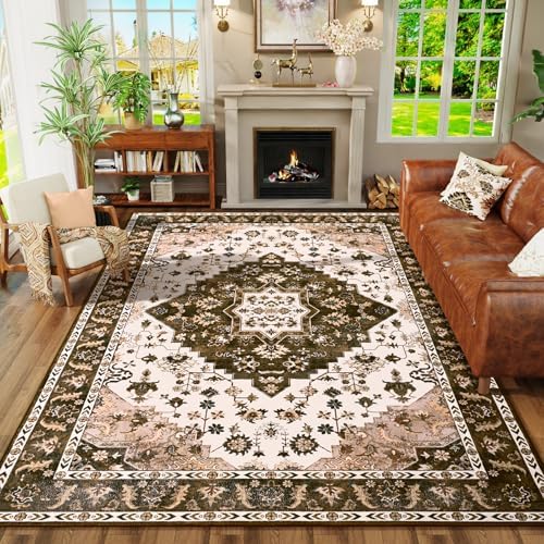 Amearea Vintage Design Area Rugs for Living Room, 4x6 Brown Bedroom Rug