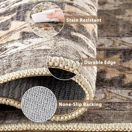 cotiled 3x12 Hallway Runner Rug for Entryway, Non-Slip Vintage, Brown