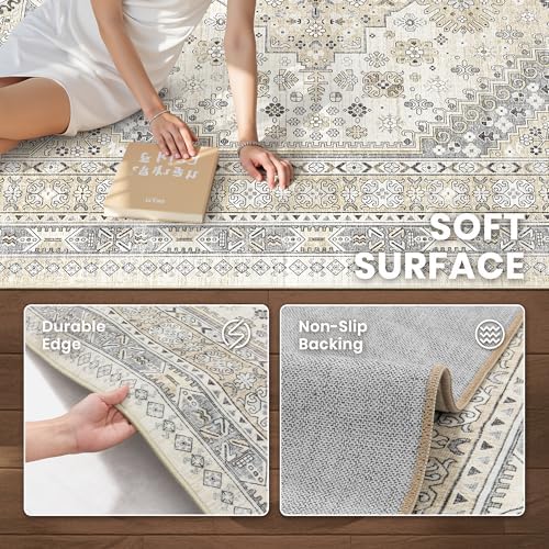zesthome 10x14 Area Rugs for Living Room,Large Washable Rug,Beige