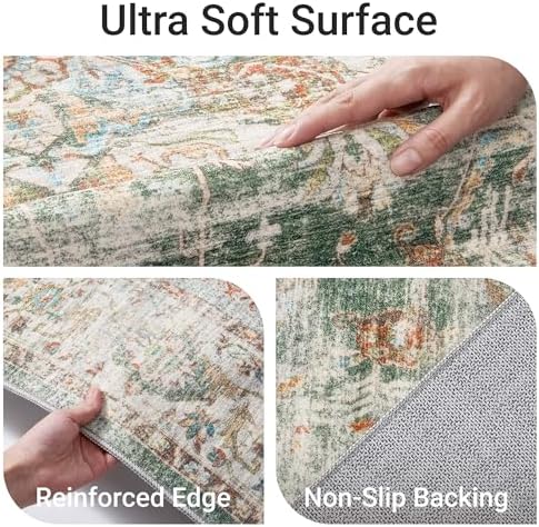 befbee 9x12 Area Rugs for Living Room, Washable Vintage Non Slip Rug