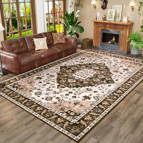 Amearea Vintage Design Area Rugs for Living Room, 4x6 Brown Bedroom Rug