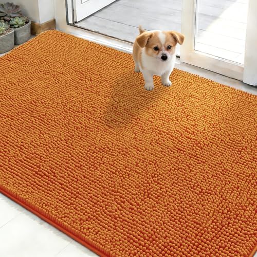 OLANLY Dog Door Mat for Muddy Paws 50x30, Super Absorbent Chenille Mud Mat