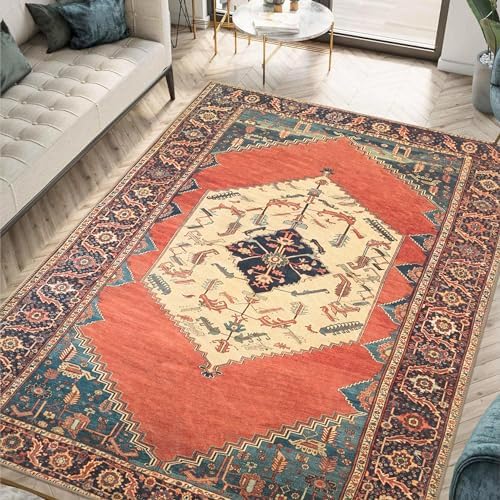 Keen Home Design Vintage Washable Area Rug, Non-Slip Low Pile, 8x10