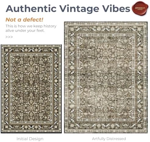 OPPODREAM Vintage Brown Area Rugs 3x10, Washable Rug for Living Room