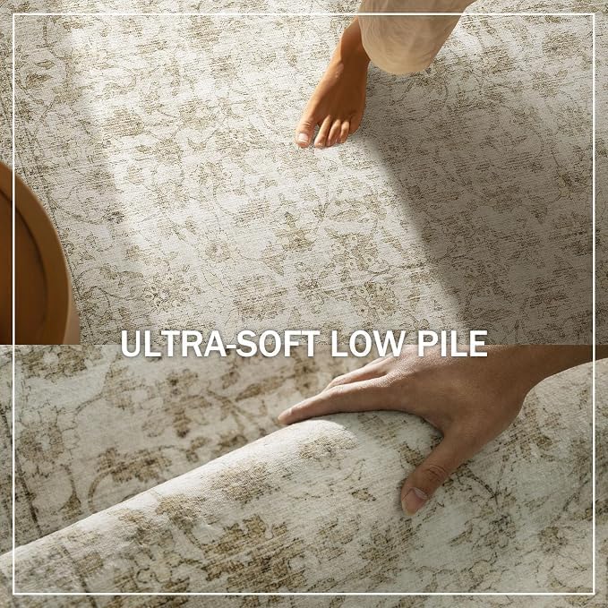 Machine Washable Rugs for Living Room: 6x9 Area Rugs for Bedroom Boho Vintage Rugs Stain Resistant Non Slip Low Pile Soft Lightweight Carpet for Kitchen Dining Room Farmhouse Nursery Kids Room