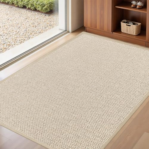 LEKEEPGO Door Mat 32"x47", Non Slip Washable Indoor Door Mat, Khaki