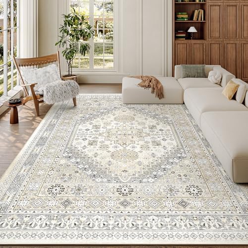 zesthome 6x9 Area Rugs for Living Room,Large Washable Rug,Beige
