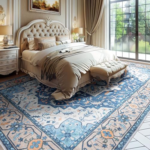 Lessymo 8 x 10 Area Rugs for Living Room,Soft Washable Carpet Blue Brown