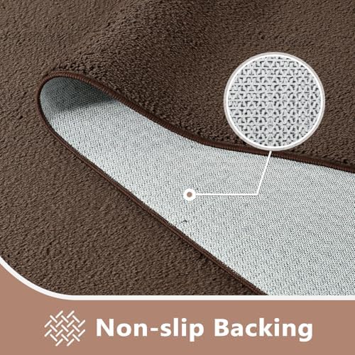 5x7 Pure Brown Area Rug Non-Slip Washable Soft Thin for Living Room Bedroom