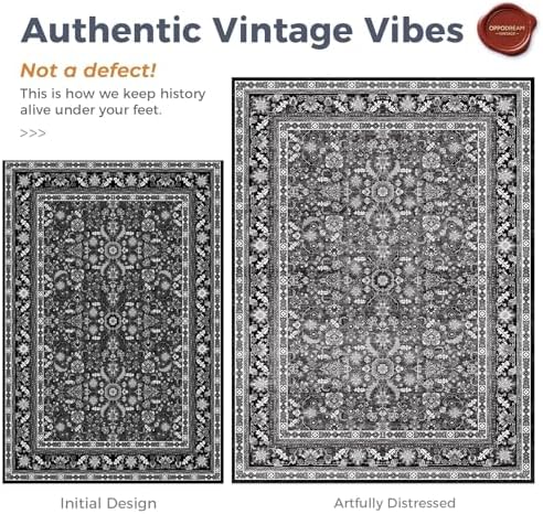OPPODREAM Vintage Black Area Rugs 3x6, Washable Rug for Living Room
