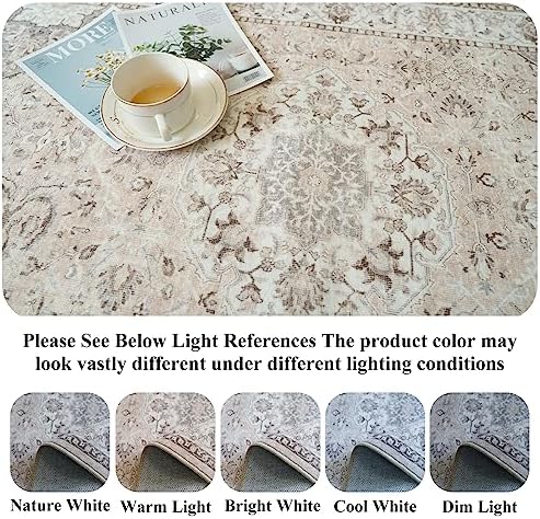 Hallway Washable Runner Rug - 3x16 Kitchen Rugs Entryway Rug Runner Vintage Soft Floor Mat Non Slip Indoor Farmhouse Carpet for Bathroom Living Room Bedroom (3 X 16, Beige)