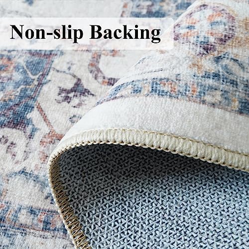 Hallway Washable Runner Rug - 3x6 Kitchen Rugs Entryway Rug Runner Vintage Soft Floor Mat Non Slip Indoor Farmhouse Carpet for Bathroom Living Room Bedroom (3 X 6, Brick)