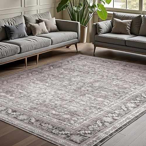 OPPODREAM Vintage Grey Area Rugs 5x7, Washable Rug for Living Room