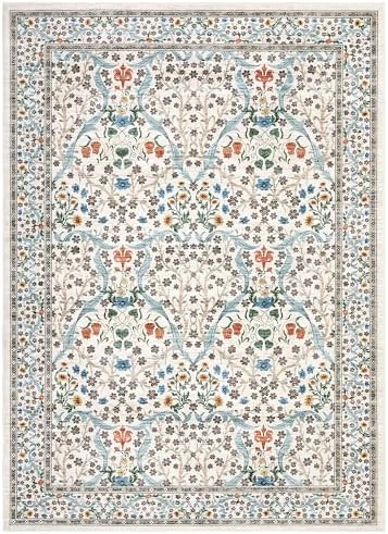 GarveeHome Beige Floral 8x10 Washable Area Rug for Living Room Bedroom