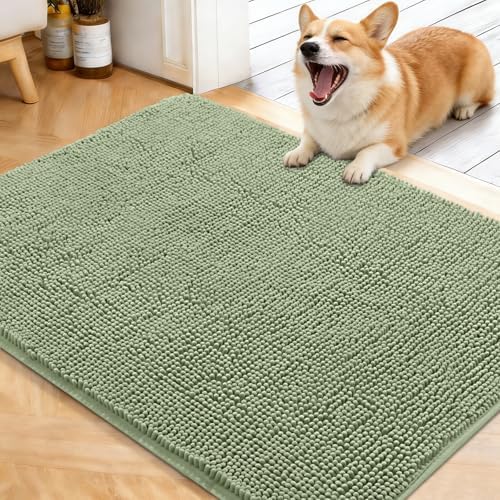 OLANLY Dog Door Mat for Muddy Paws 40x32, Super Absorbent Chenille Mud Mat