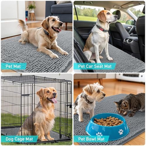 OLANLY Dog Door Mat for Muddy Paws 59x32, Super Absorbent Chenille Mud Mat