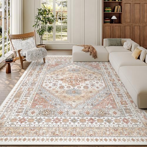 zesthome 7x9 Area Rugs for Living Room,Large Washable Rug,Orange