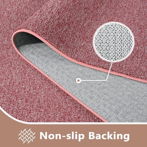 7x10 Large Red/White Area Rug Non-Slip Washable for Living Room Bedroom