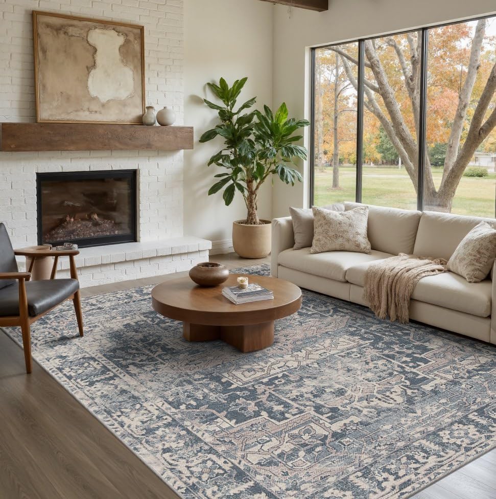 Rugxara Blue Area Rugs 5x7 Washable Rug for Living Room Bedroom