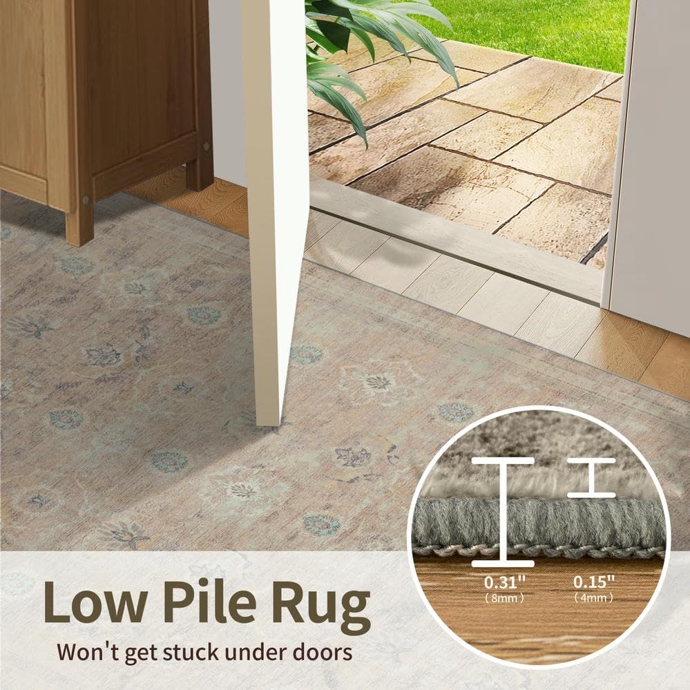 Rugxara Beige 4x6 Area Rug Washable Rug for Living Room Bedroom Office