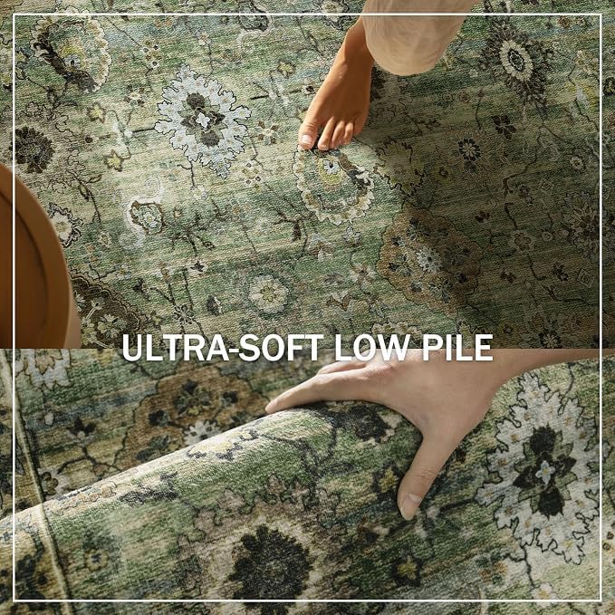 Washable Runners for Hallways Kitchen Rugs: 2'x10' Runner Rug Stain Resistant Non Slip Low Pile Soft Carpet Runners for Hallways Bedroom Kitchen Entryway Indoor Laundry Room Farmhouse