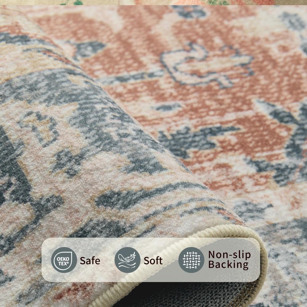 Rugxara 3x5 Rug for Entryway Bedroom Washable Area Rugs Carpet, Coral Blue