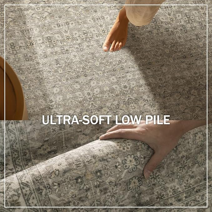 Machine Washable Kitchen Runner Rugs: 2'x10' Hallway Rug Stain Resistant Non Slip Low Pile Soft Carpet Runners for Hallways Indoor Entryway Kitchen Laundry Room Bedroom Bathroom Farmhouse