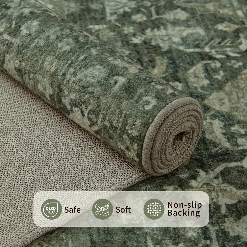 Rugxara Green 6x9 Area Rugs Washable Rug for Living Room Dining Bedroom