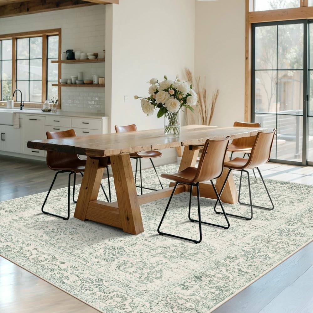 Rugxara 6x9 Washable Area Rug for Living Room,Light Green
