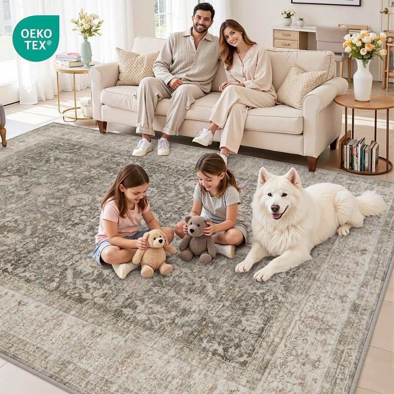 Area Rugs 9x12 Living Room: Bedroom Washable Carpet Warm Taupe