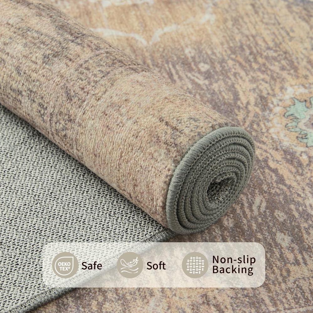 Rugxara Beige 4x6 Area Rug Washable Rug for Living Room Bedroom Office