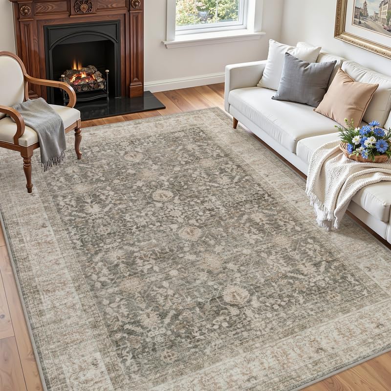 8x8 Area Rugs Living Room: Bedroom Washable Carpet Warm Taupe